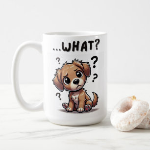 Caneca De Café "...o quê?" Puppy com cartoon confundida
