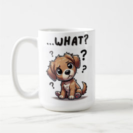 Caneca De Café "...o quê?" Puppy com cartoon confundida