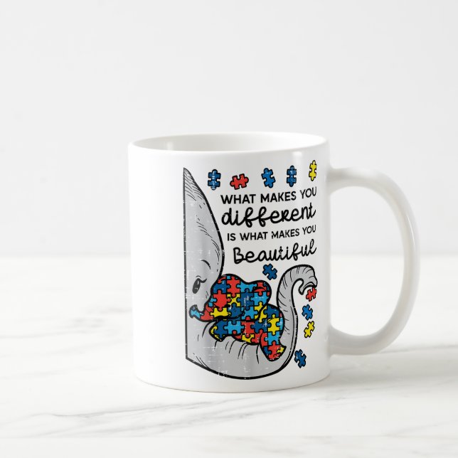 Caneca De Café O Que Te Faz Diferente Autismo Elefante (Direita)