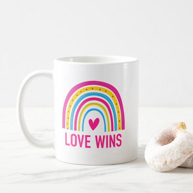 Caneca De Café O Rainbow Love Pansexual ganha (Com Donut)