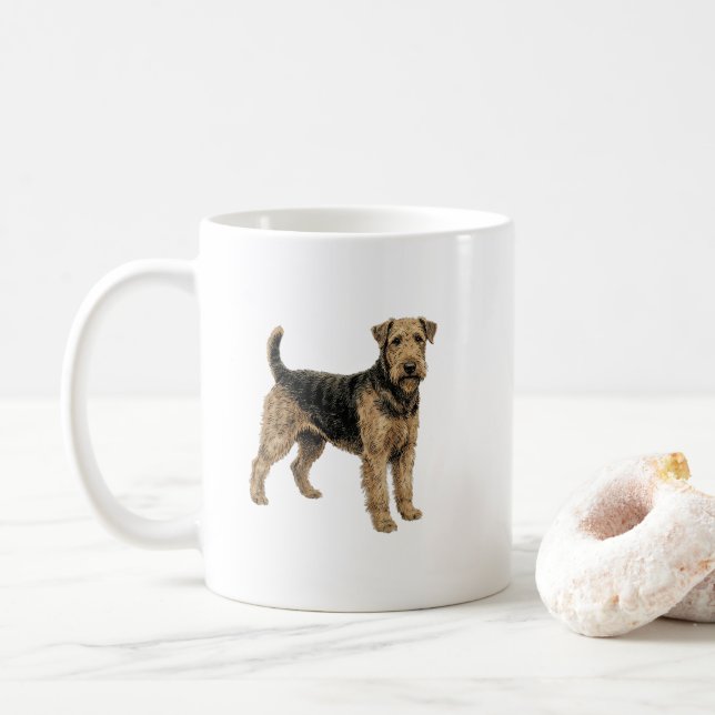 Caneca De Café O Rei dos Terriers – Espírito Airedale em Arte (Com Donut)