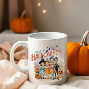 Caneca De Café O Retro Da Vintagem Gelada Tem Um Halloween Jolly