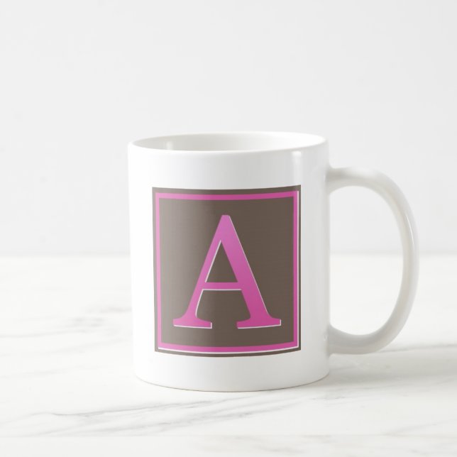 Caneca De Café O rosa e Brown rotulam um monograma (Direita)