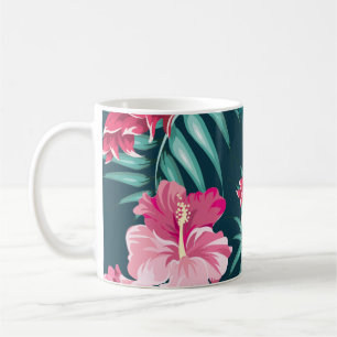 Caneca De Café O rosa exótico floresce o monograma