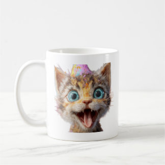 Caneca De Café o rosto de um gatinho congelado em modo puro derp