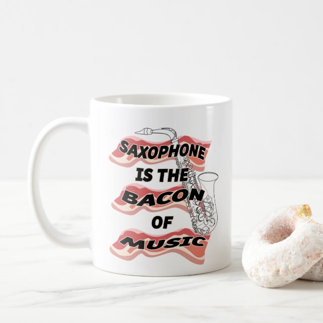 Caneca De Café O saxofone é o bacon da música (Com Donut)