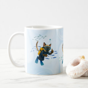 Caneca De Café O Scuba Cat está mergulhando Subaquático