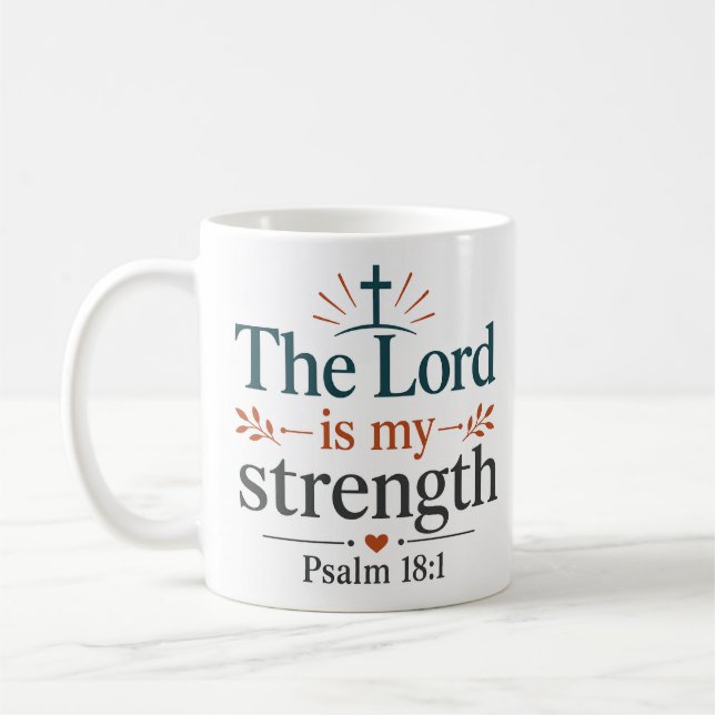 Caneca De Café O Senhor é Minha Força Citação Baseada em Escritur (Esquerda)