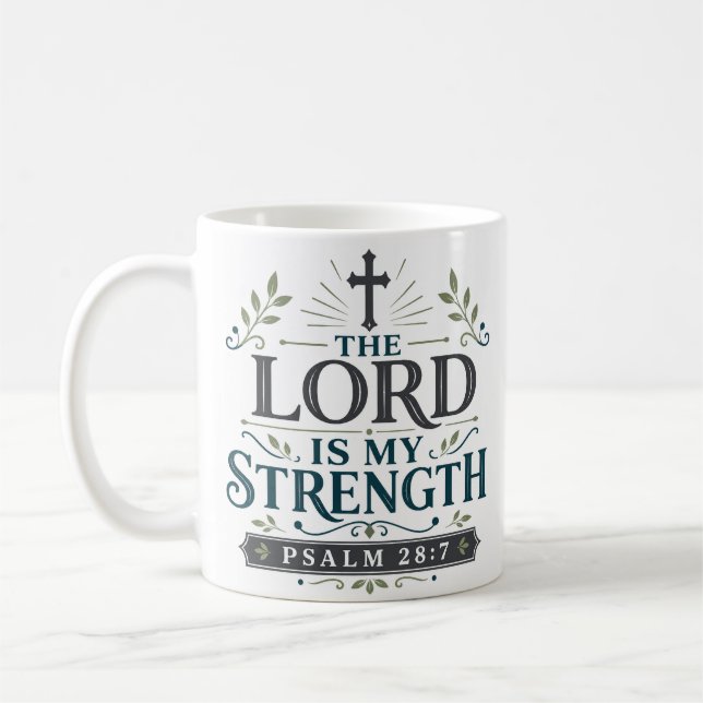 Caneca De Café O Senhor É Minha Força Citação de Verdade Bíblica (Esquerda)