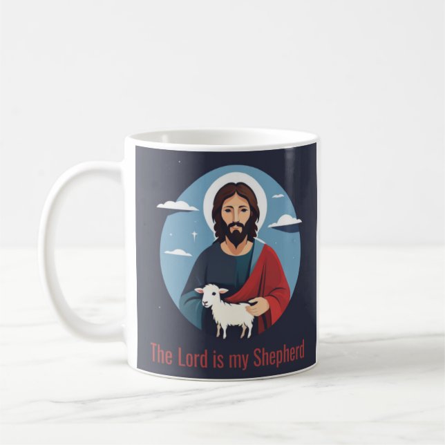 Caneca De Café O Senhor É Minha Ilustração De Jesus Pastor (Esquerda)