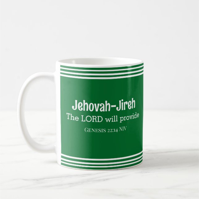 Caneca De Café O Senhor Irá Proporcionar Bíblia Verso Verde (Esquerda)