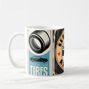 Caneca De Café O serviço de carro e o retro de reparo assina a co