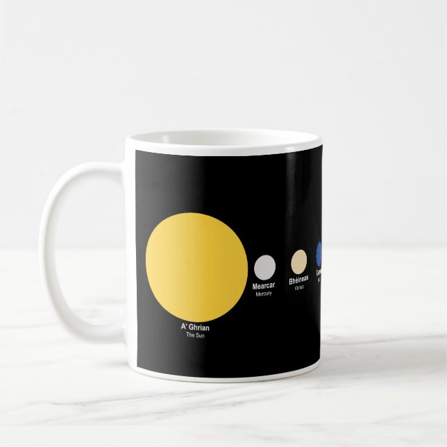 Caneca De Café O Sol e os Planetas em gaélico escocês (Esquerda)