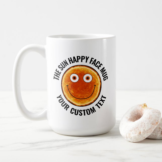 Caneca De Café O Sol Personalizado Face Feliz (Com Donut)