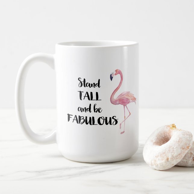 Caneca De Café O suporte alto e seja flamingo fabuloso (Com Donut)