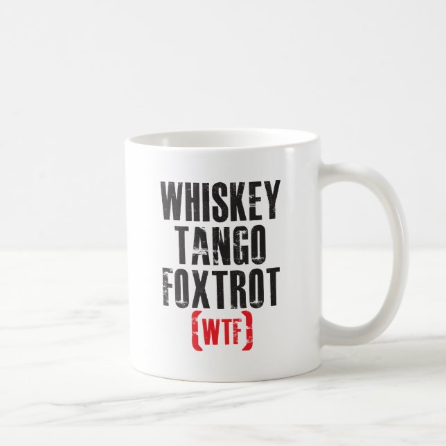 Caneca De Café O tango do uísque Foxtrot - WTF - preto (Direita)