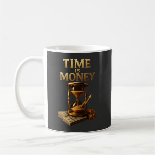 Caneca De Café O Tempo É Dinheiro   Design Motivacional Poderoso