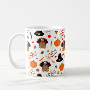 Caneca De Café O teste padrão bonito da acção de graças devor