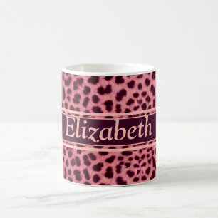 Caneca De Café O teste padrão cor-de-rosa da pele do leopardo