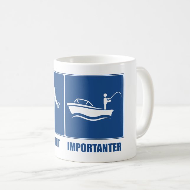 Caneca De Café O Trabalho É Importante, A Pesca É Importante (Frente Esquerda)