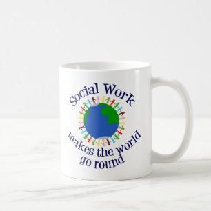 Caneca De Café O trabalho social inspirador faz o mundo girar