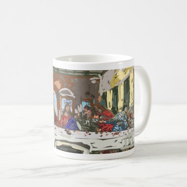 Caneca De Café O último jantar: Jesus e seus discípulos (Frente Esquerda)