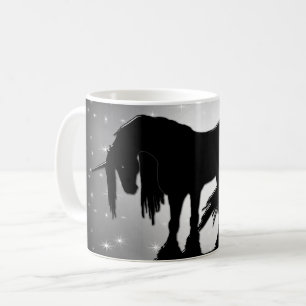 Caneca De Café O unicórnio preto Mystical (lua obscura)