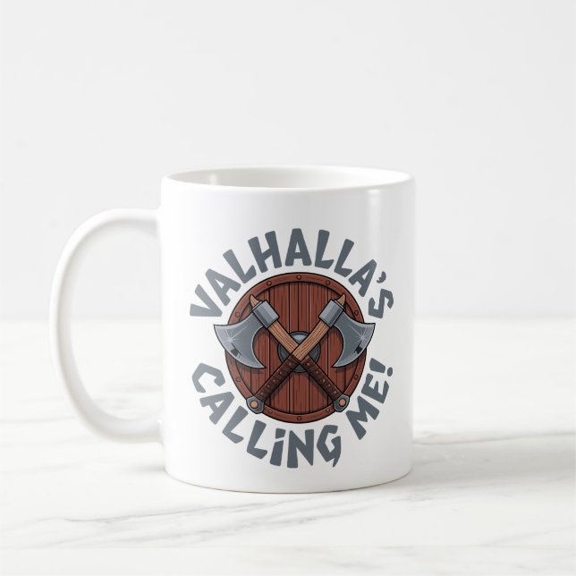 Caneca De Café O Valhalla Me Chama! - Guerreiro Nórdico (Esquerda)