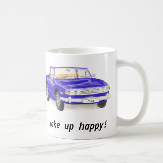 Caneca De Café O veado de Triumph, carro azul clássico "acorda" a