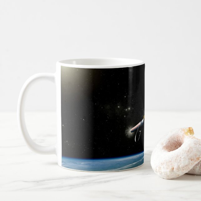 Caneca De Café O Veículo De Lançamento Atlas V541 Em Órbita. (Com Donut)