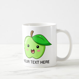 Caneca De Café O verde Apple da fruta de Kawaii agride