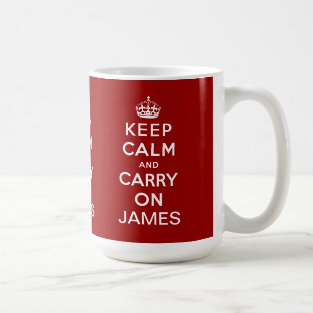 Caneca De Café O vermelho personalizado mantem a calma e continua (Direita)