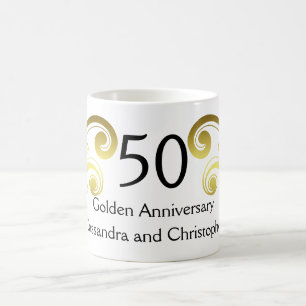 Caneca De Café O Victorian roda aniversário de casamento dourado