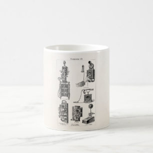 Caneca De Café O vintage telefona telefones retros do telefone da
