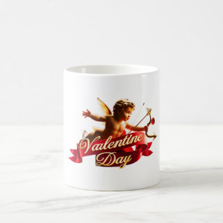 Caneca De Café "O Voo do Cupido: Uma Elegância do Dia dos Namorad