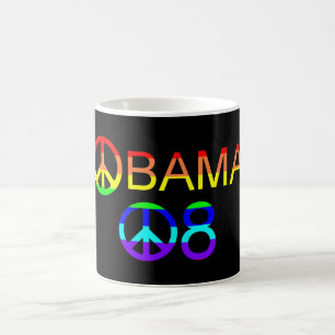Caneca De Café Obama 08 Rainbow Peace Sign Mugs