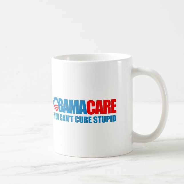 Caneca De Café Obamacare - você não pode curar estúpido (Direita)