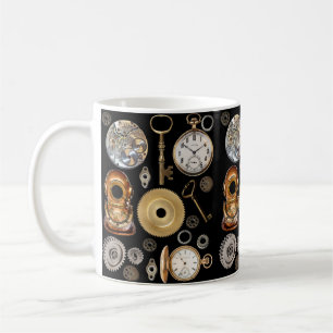 Caneca De Café Objetos Steampunk Gears Pocket Watch Skeletch Key