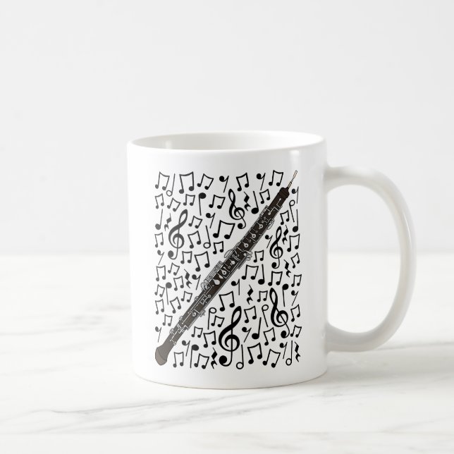 Caneca De Café Oboe Com Notas Musicais, Oboista Musical De Woodwi (Direita)
