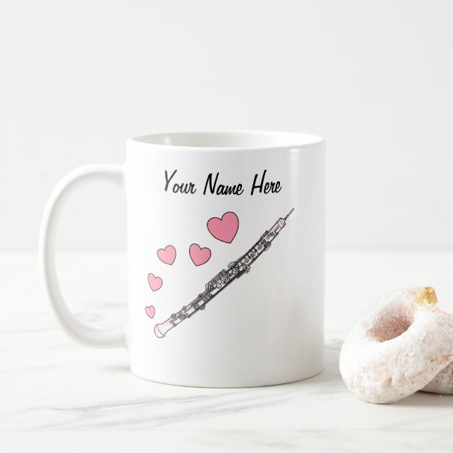 Caneca De Café Oboe Músico Oboista De Casamento Personalizado (Com Donut)