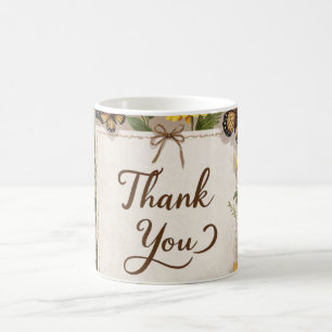 Caneca De Café Obrigado As flores silvestres desenhadas à mão, as