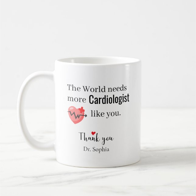 Caneca De Café Obrigado Cardiologista — Nome Personalizado (Esquerda)