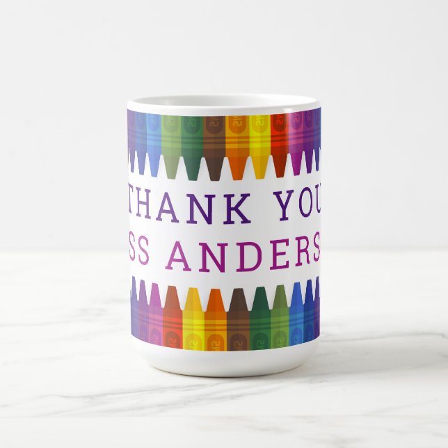 Caneca De Café Obrigado, Colorido Crayons Personalizar (Centro)