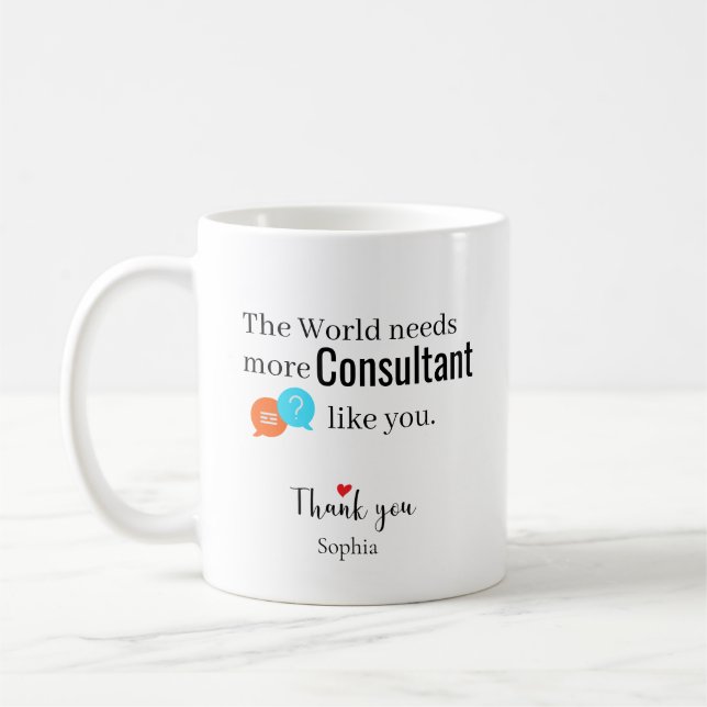 Caneca De Café Obrigado Consultor — Nome Personalizado (Esquerda)
