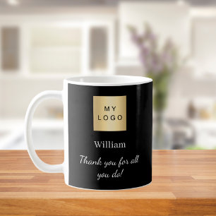 Caneca De Café Obrigado de funcionários do logotipo comercial pre