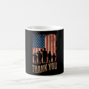 Caneca De Café Obrigado Dia dos Veteranos Bandeira Americana Vint