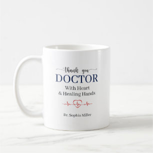 Caneca De Café Obrigado Doutor Com Mãos de Coração que Cura Perso