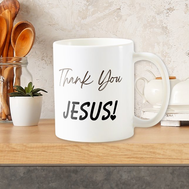 Caneca De Café Obrigado Jesus Exclamando Coração Mug (Thank You Jesus Exclamation Heart Mug)