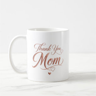 Caneca De Café Obrigado Mãe Elegante Tipografia em Rosa Dourado