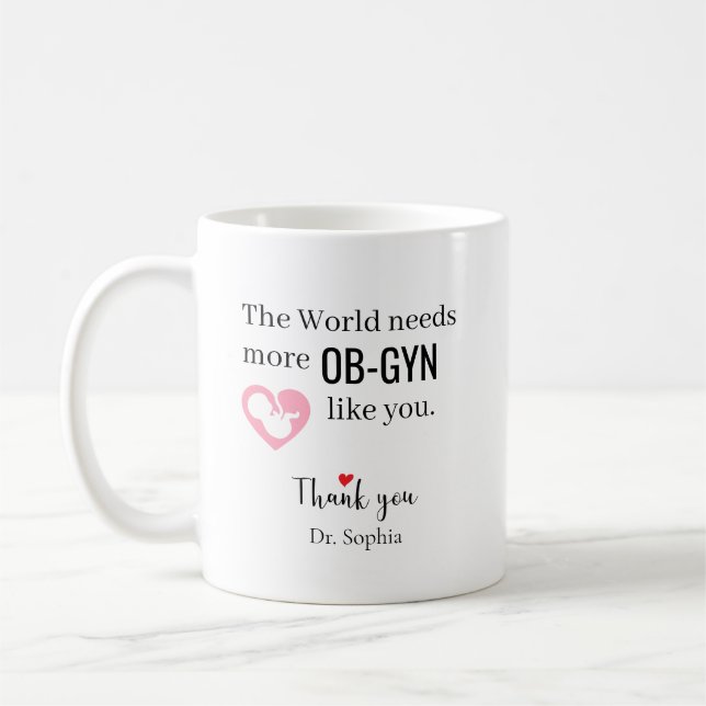 Caneca De Café Obrigado OB-GYN Nome Personalizado (Esquerda)